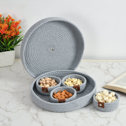 Midnight Ash Basket – Multipurpose Organizer with Lid (Set of 5)