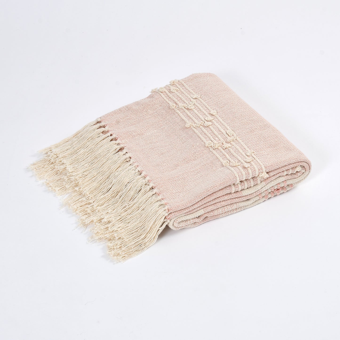 Blush Horizon – Handmade Cotton Throw