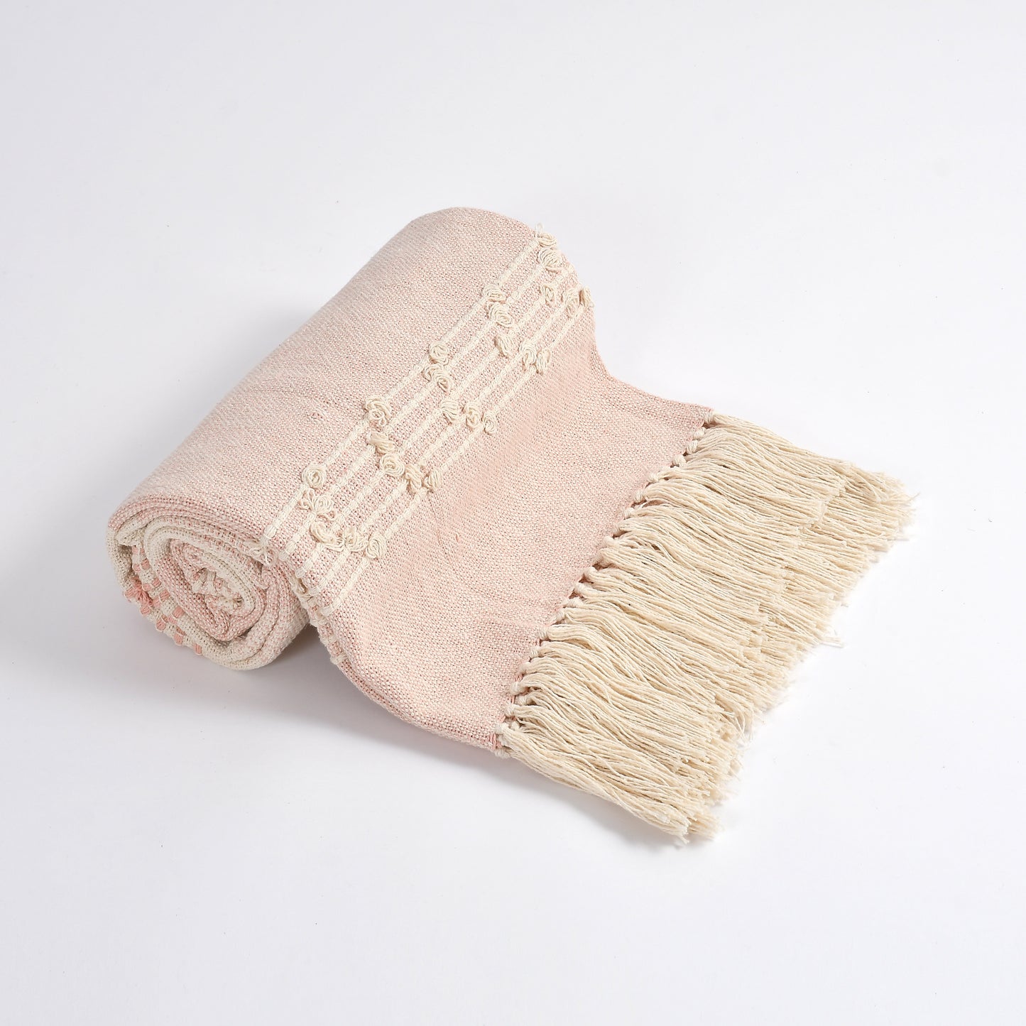Blush Horizon – Handmade Cotton Throw