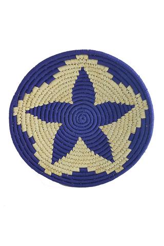 Blue flower pattern handwoven basket