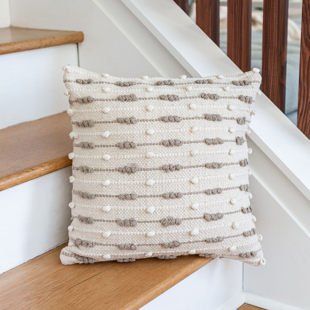 Handwoven textured bohemian throw pillow