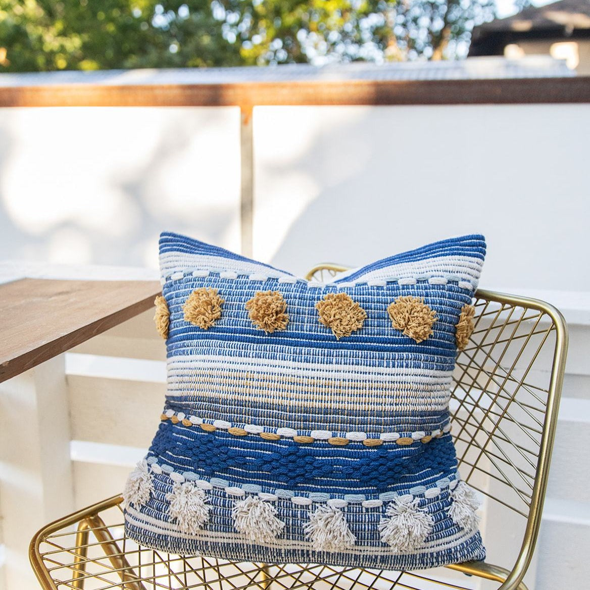 Handcrafted multicolor bohemian throw pillow - Zilla Throw Pillow