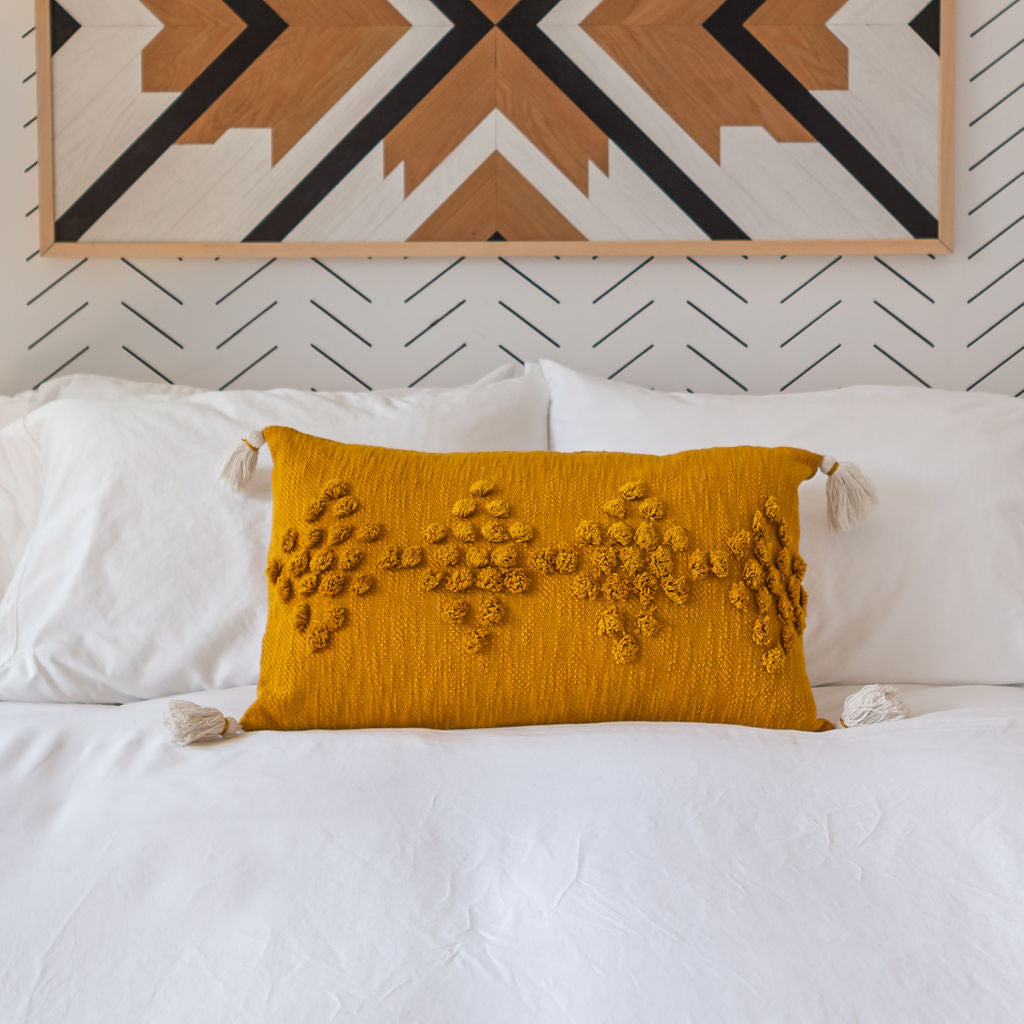 Long tasseled bohemian throw pillow