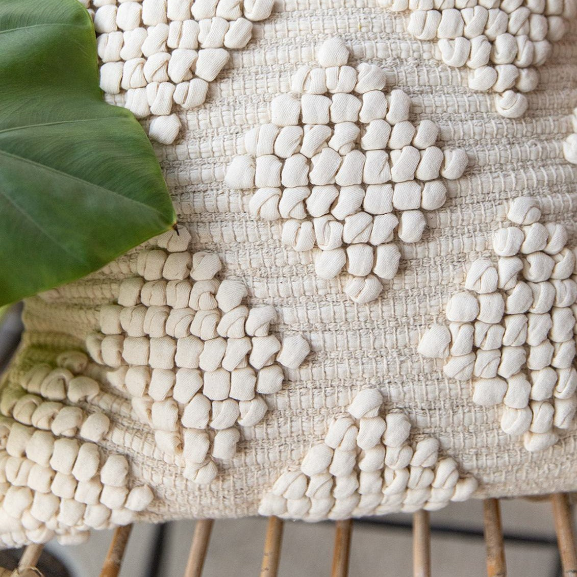 Kunbi Throw Pillow - White Bohemian throw pillow