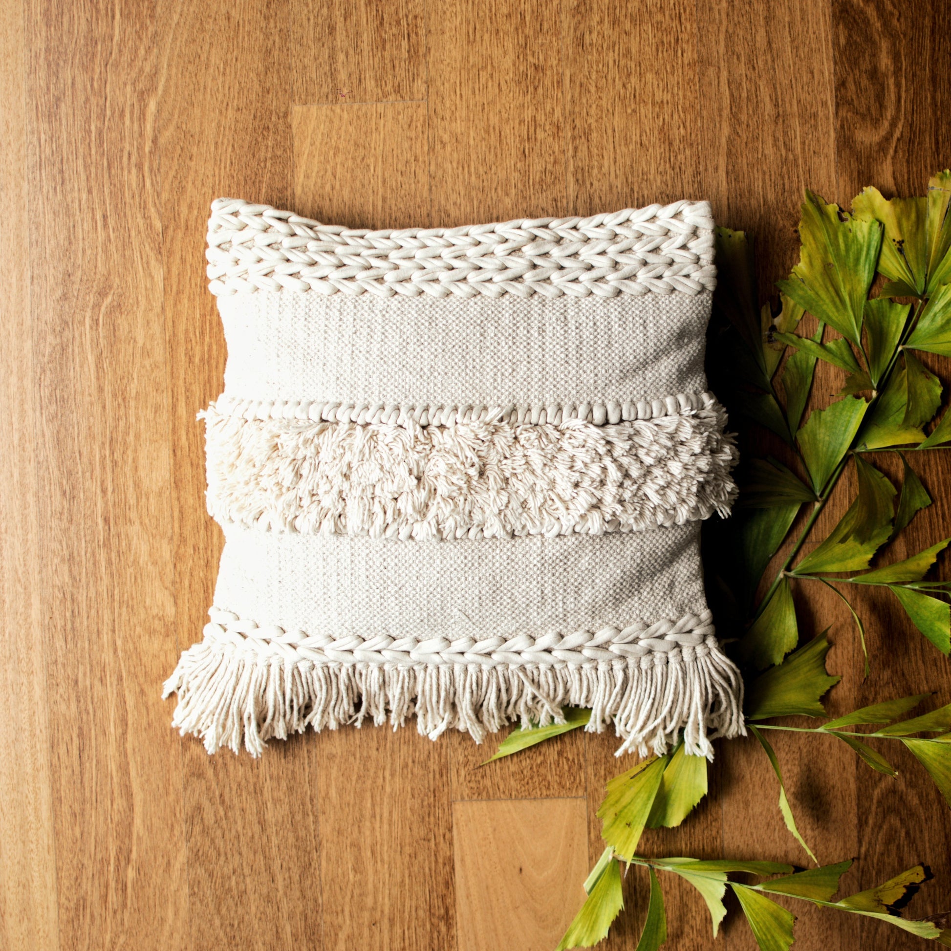Vesperina  White Bohemian Throw Pillow