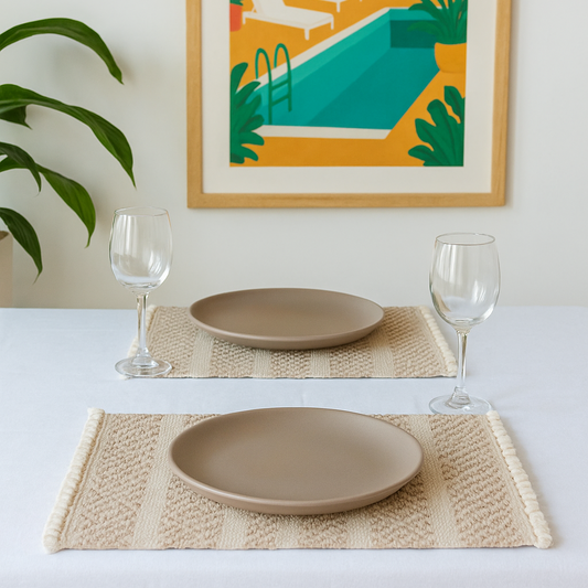 Beige Woven Neutral Placemats (Set of 2)