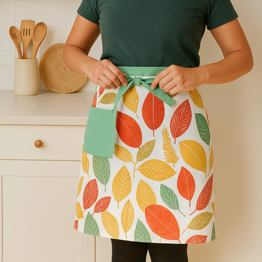 Hand Screen-Printed 100% Cotton Multi color Apron