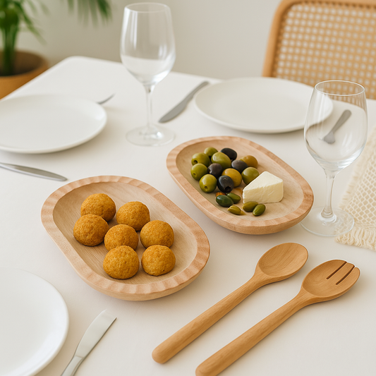 Brown Neem Wood Oval Shape Serving Platter