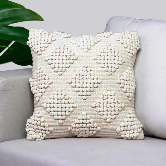 Kunbi Throw Pillow - White Bohemian throw pillow